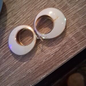 Elegant White and Gold Hoop Earrings